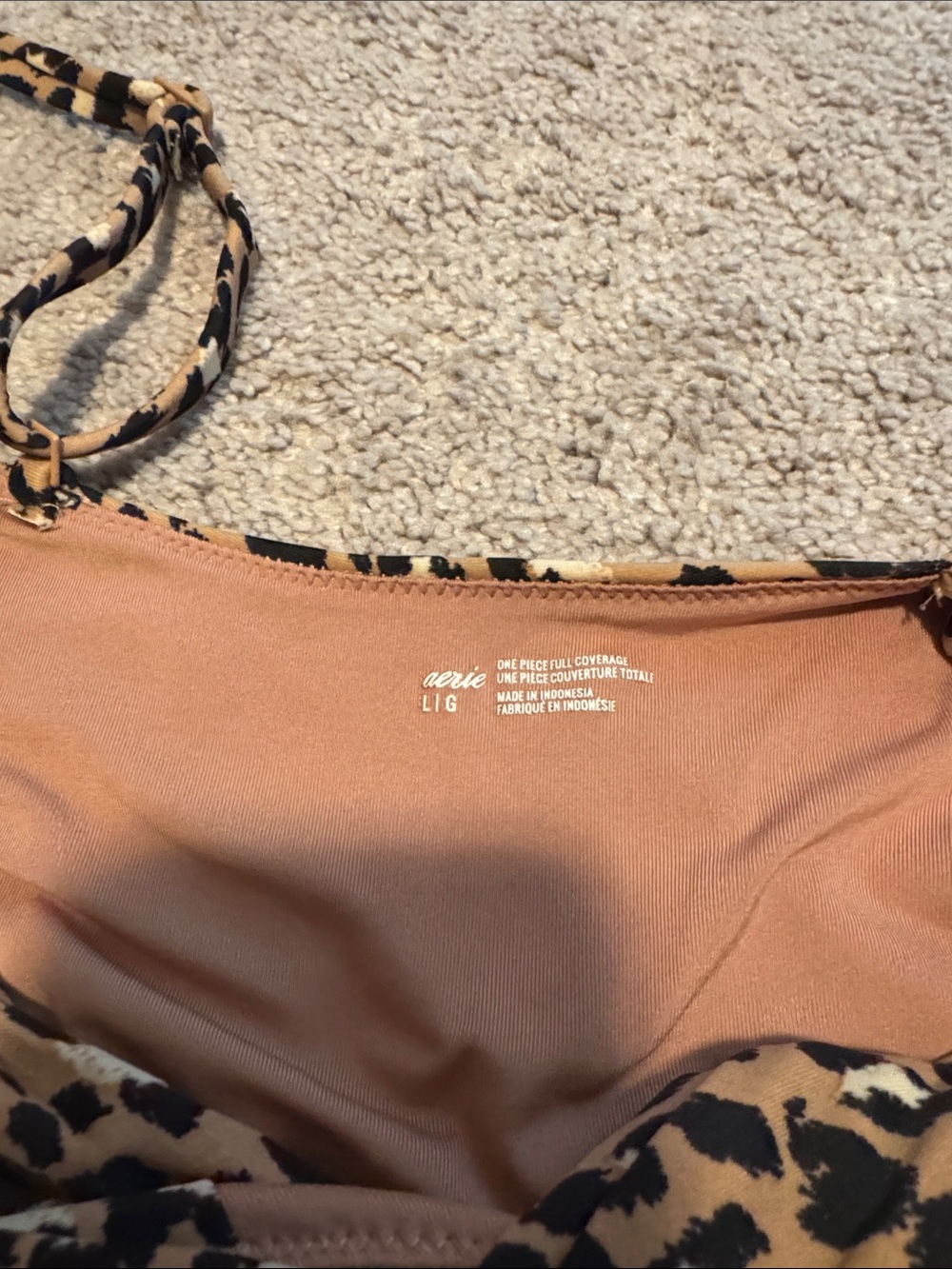 aerie Leopard Print One-Piece Swimsuit L - Picture 5 of 5